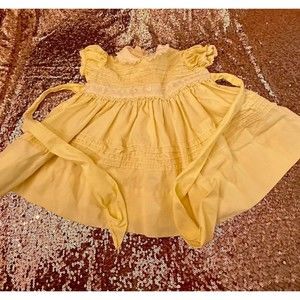 Vintage Baby B Dress Yellow Ruffles 6-9 Months Lace 100% Cotton